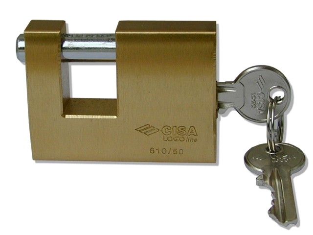 Lucchetto rettangolare in ottone 90 mm doppia chiave serie Locking Line