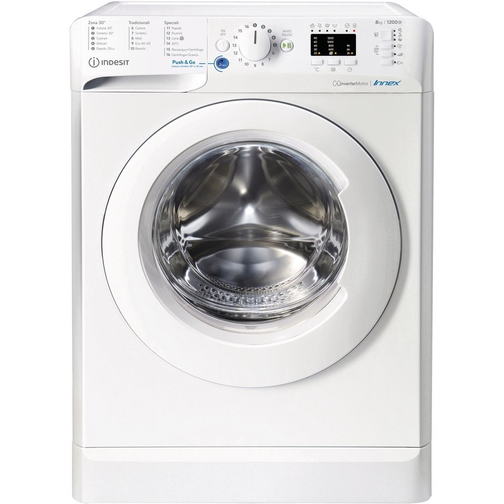 Indesit BWA 81284X W IT N - Lavatrice a Carica Frontale, 8 Kg, 1200 Giri, Classe C (A+++)