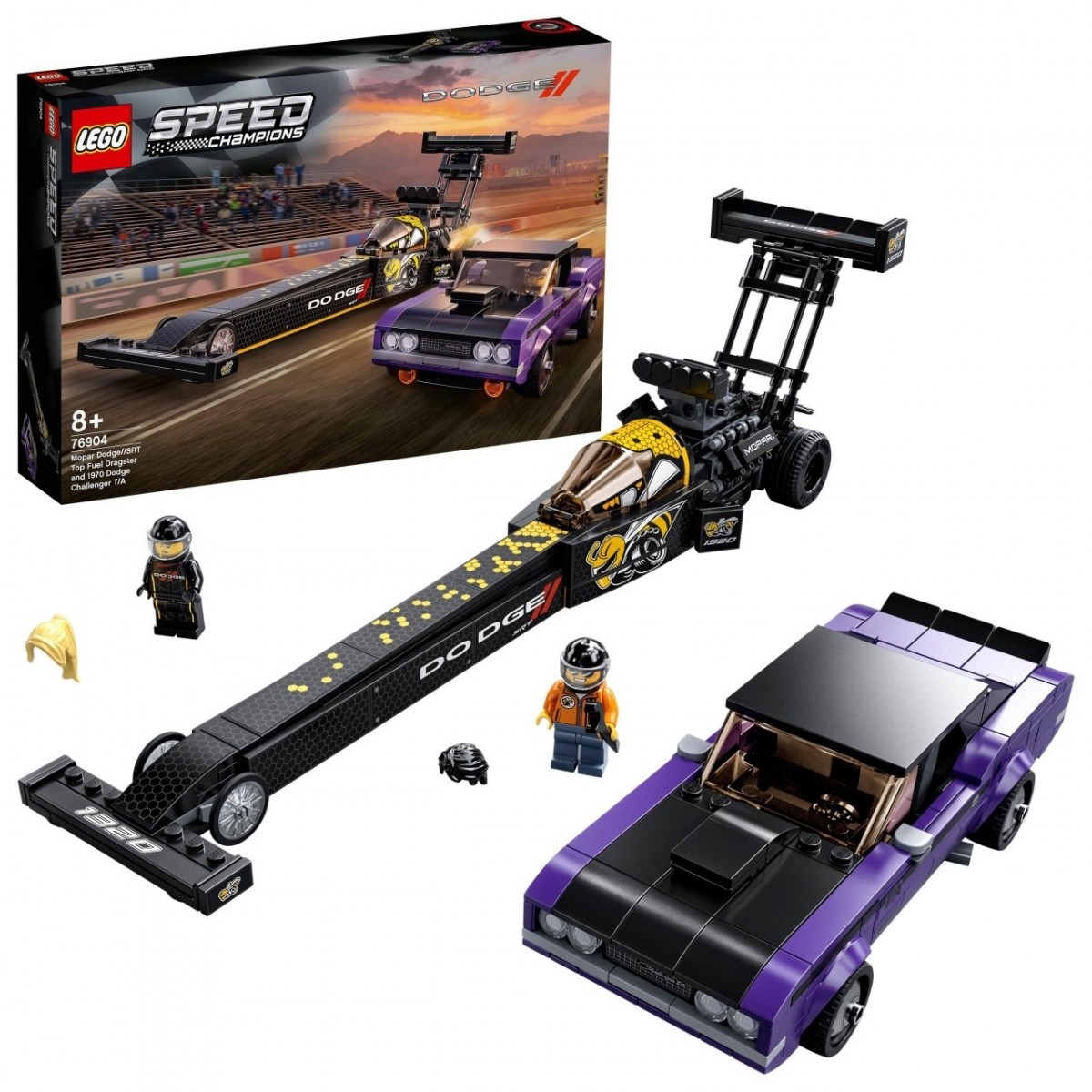 LEGO Speed Champions Mopar Dodge//SRT Top Fuel Dragster e 1970 Dodge  Challenger T/A - 76904