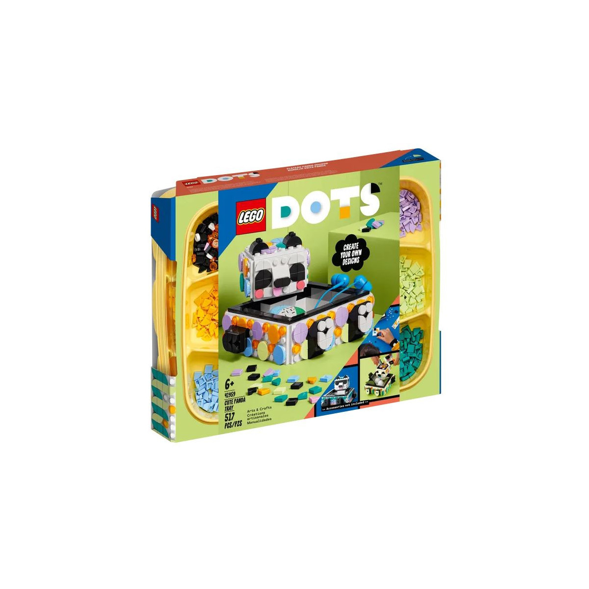 LEGO DOTS 41959 Il Simpatico Panda portaoggetti, Set Scatola Fai da Te,  Regalo Creativo, Giochi per Bambini dai 6 Anni