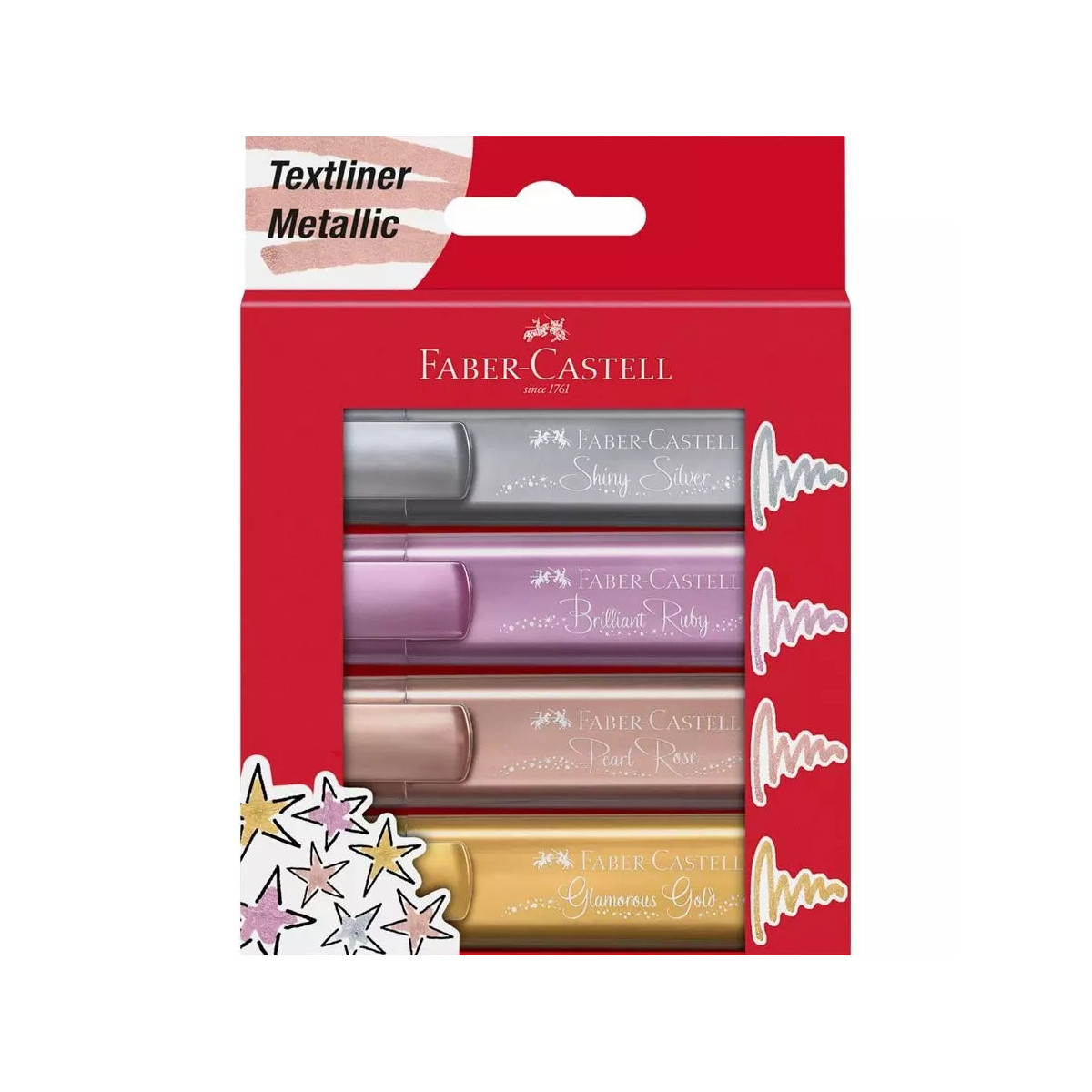 Faber-Castell TL 46 evidenziatore 4 pezzo(i) Oro, Rosa, Rosa, Argento