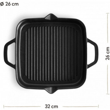 BURNHARD Padella in Ghisa, Tegame Tondo, Cast Iron Skillet incl. Protezione  Manico in Pelle - Nero, 30 cm : : Casa e cucina