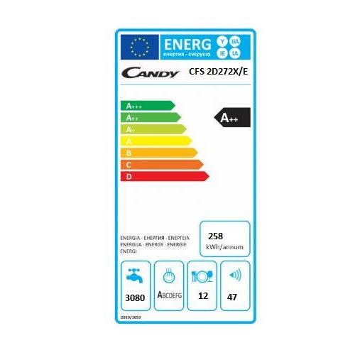 Candy CFS 2D272X/ E - Lavastoviglie da Incasso A Scomparsa Totale, 12  Coperti, Classe E (A++)