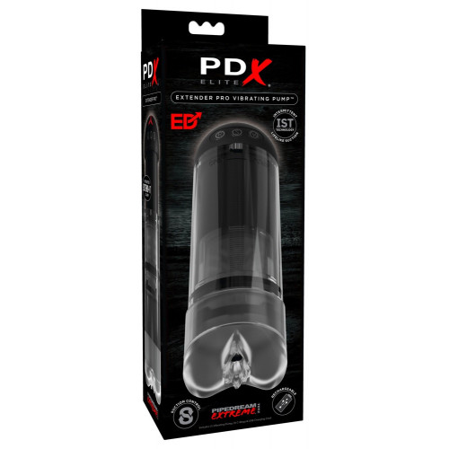 Pipedream Elite Extender Pro Vibrating Pump - Pompa per il Pene,  Trasparente, Lunghezza Regolabile, Stimolante
