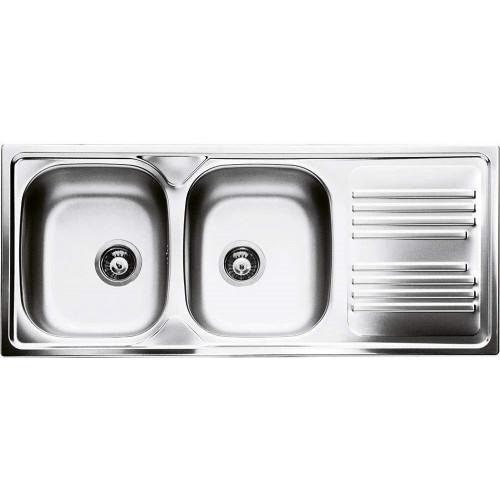 Smeg LYP116D - Lavello da Incasso, 2 Vasche, Gocciolatoio a Destra, Rettangolare, Acciaio