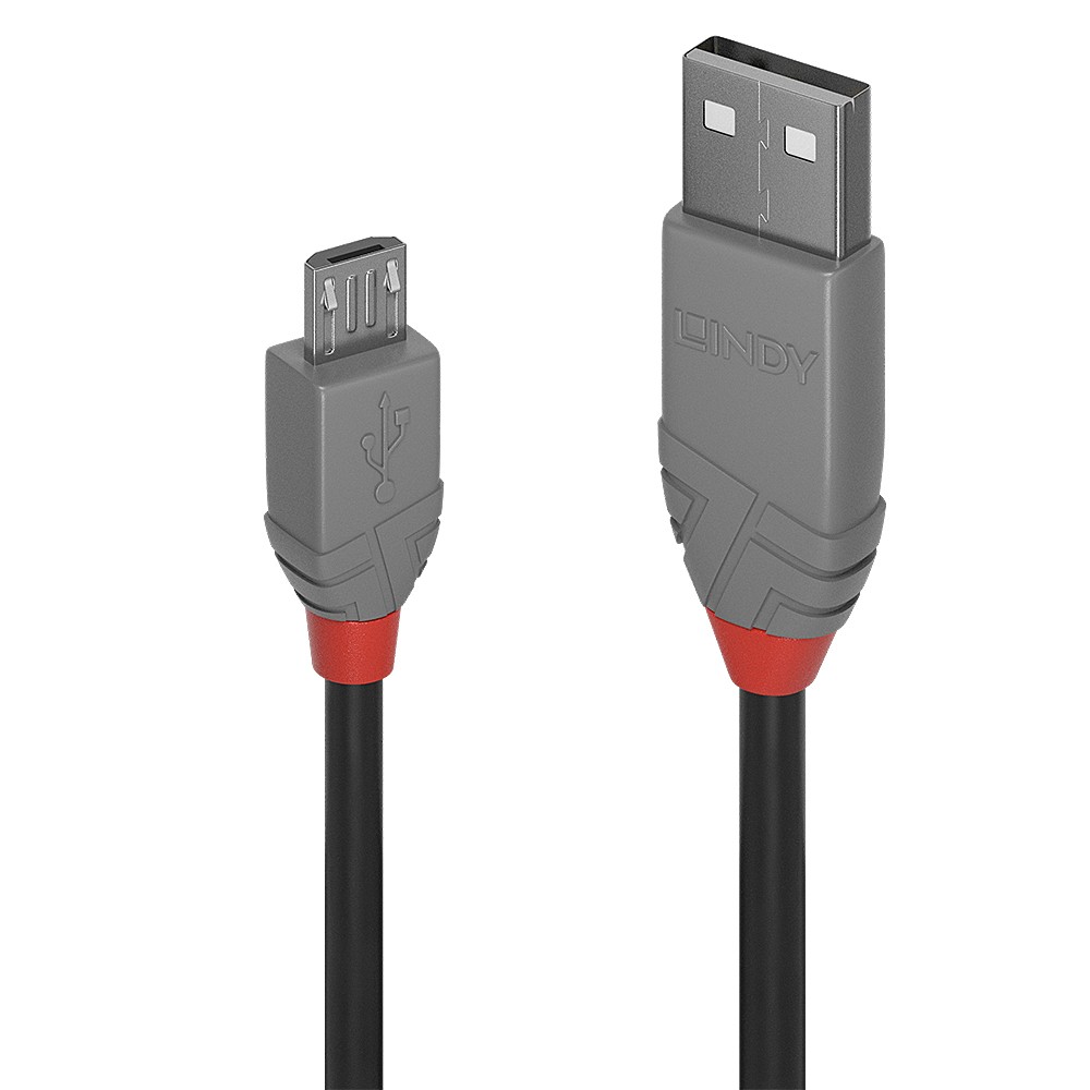 Lindy Anthra Line cavo USB 0,5 m 2.0 USB A Micro-USB B Nero, Grigio