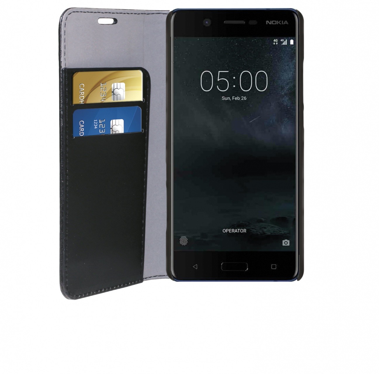 Phonix Custodia a Libro in Ecopelle per Nokia 5 - Nera