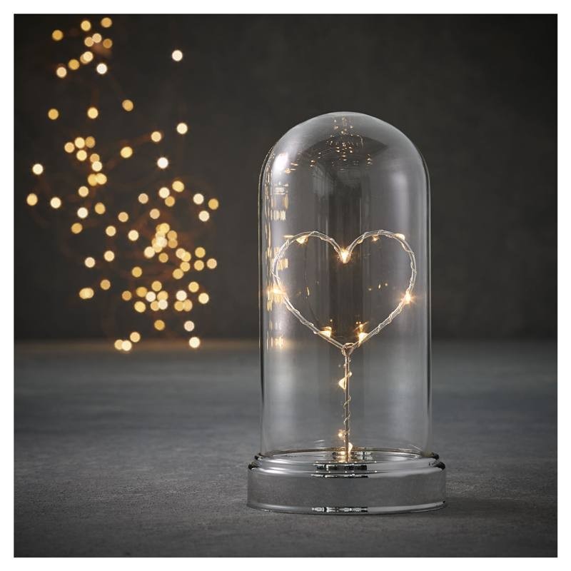 CAMPANA CON CUORE LED A BATTERIA - LUCE BIANCO FREDDO E TIMER