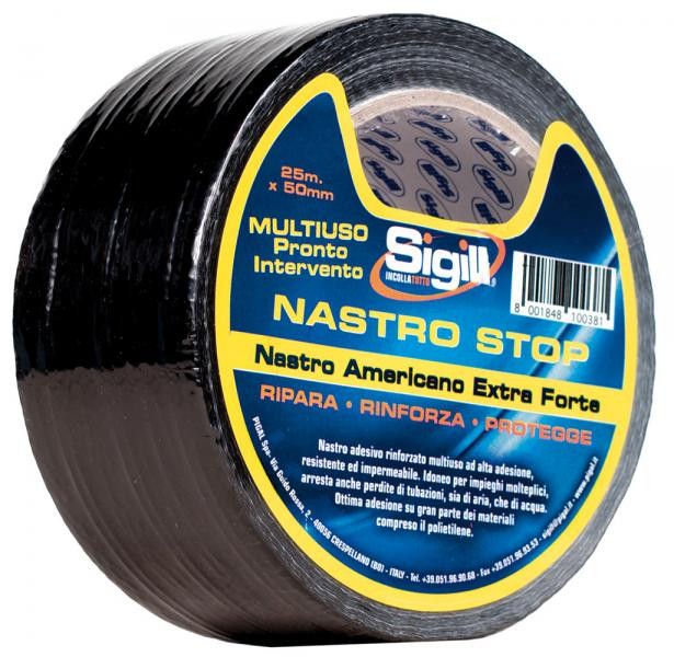 SIGILL NASTRO STOP COLORE NERO 25 m x 50 mm